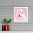 Quadro Quadrado Leão Rosa - 33x33cm