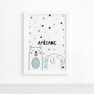 Quadro Quarto Bebê Animais Amigos Urso Mold Branca 22x32cm