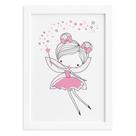 Quadro Quarto de Menina Fada Rosa Moldura Branca 22x32