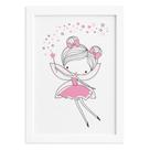 Quadro Quarto de Menina Fada Rosa Moldura Branca 22x32