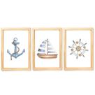 Quadro Quarto Infantil Marinheiro Náutico Barco Aquarela