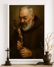 Quadro Religioso Padre Pio Com Jesus 33x24cm - com vidro Cor:Moldura preta