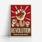 Quadro Revolution Revolução Punho Vermelho Canvas 60x40cm