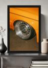 Quadro Roda BMW Cromada com Vidro e Moldura Preta Tamanho:21cm x 30cm (A4)