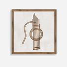 Quadro Rústico de Violão Artesanal em Madeira Pinus