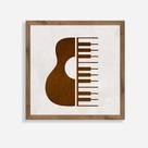 Quadro Rústico de Violão e Teclado Artesanal