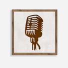 Quadro Rústico Microfone Artesanal em Madeira Pinus