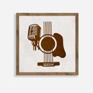 Quadro Rústico para Violão e Microfone - Artesanal