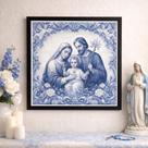 Quadro Sagrada Família 33x33cm Mold Branca Vidro