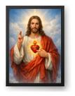 Quadro Sagrado Coração De Jesus Celestial 30x42cm Quadro Sagrado Coração De Jesus Celestial 30x42cm