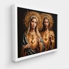 Quadro Sagrado Coração de Jesus e Maria com Moldura 80 x 60 cm