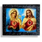 Quadro Sagrado Coração De Jesus e Maria Resinado 25x30