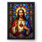Quadro Sagrado Coração de Jesus em Estilo Vitral 50x70cm Quadro Sagrado Coração de Jesus em Estilo Vitral 50x70cm