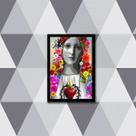 Quadro Sagrado Coração de Maria com Flores 33x24cm - com vidro