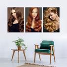 Quadro Salão de Beleza Cabelo castanho,ruivo e Loiro 120x60