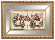 Quadro Santa Ceia Páscoa Espelhada Detalhes Dourados 55cm