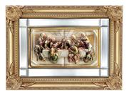 Quadro Santa Ceia Páscoa Espelhada Detalhes Dourados 64cm