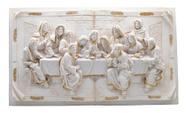 Quadro Santa Ceia Páscoa Marfim Detalhes Dourados 50cm