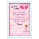 Quadro Santo Anjo do Senhor Menina Rosa: Proteção Divina! Moldura:Branca