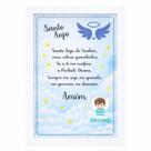 Quadro Santo Anjo do Senhor Menino Azul: Proteção Divina! Moldura:Branca