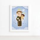 Quadro Santo Antônio Santo Padroeiro Moldura Branca 22x32cm