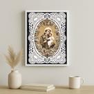 Quadro Santo Antônio Vintage - Renda 24x18cm - com vidro