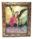 Quadro São Miguel Arcanjo Com Vidro E Moldura 30 X 25 Cm