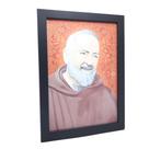 Quadro São Padre Pio Moldura Preta Simples