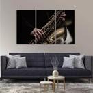 Quadro Saxofone Vintage Música Instrumentos Em Tecido 3 Peça