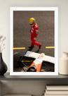 Quadro Senna Ícone Ayrton com Vidro e Moldura Branca Tam:A4