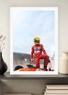 Quadro Senna Pista Ayrton com Vidro e Moldura Branca Tam:A4