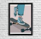 Quadro Skate com Moldura E Acetato Tamanho A3 (Sk8 Skatista)