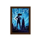 Quadro Super Heróis Geek Azul Chuva Moldura Marrom 33x43cm