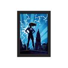 Quadro Super Heróis Geek Azul Chuva Moldura Preta 33x43cm