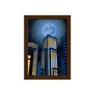 Quadro Super Heróis Geek Azul Lua Moldura Marrom 22x32cm Quadro Super Heróis Geek Azul Lua Moldura Marrom 22x32cm