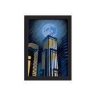 Quadro Super Heróis Geek Azul Lua Moldura Preta 22x32cm Quadro Super Heróis Geek Azul Lua Moldura Preta 22x32cm
