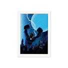 Quadro Super Heróis Geek Azul Raio Moldura Branca 22x32cm