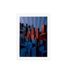 Quadro Super Heróis Geek Cidade Moldura Branca 33x43cm