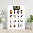 Quadro Super Mário Bros - Evolução 24x18cm