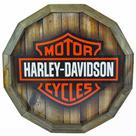 Quadro Tampa de Barril em Madeira Rústica - HD MotorCycles