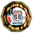 Quadro Tampa de Barril em Madeira Rústica - Route 66