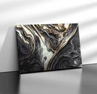 Quadro Tecido Canvas Abstrato Black Gold Mármore Abstract