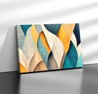 Quadro Tecido Canvas Abstrato Dourado Branco Cinza Amarelo