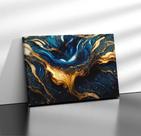 Quadro Tecido Canvas Estilo Textura mármore luxo ouro e azul