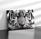 Quadro Tecido Canvas Rosto Tigre Branco Animal Predador