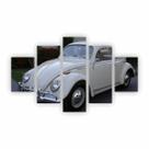 Quadro Tela Canvas Decorativo Carro Fusca Branco 110x65cm