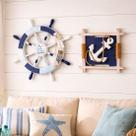 Quadro Timão Decoração Náutica Marítimo Casa Praia Kit 2pçs