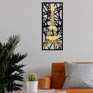 Quadro Torre Eiffel Abstrato com Detalhe em Acrílico Dourado Premium MDF 100x50cm