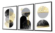 Quadro Trio Geométrico Círculos Canvas com Moldura 129x53cm