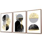 Quadro Trio Geométrico Círculos Canvas com Moldura 129x53cm Quadro Trio Geométrico Círculos Canvas com Moldura 129x53cm